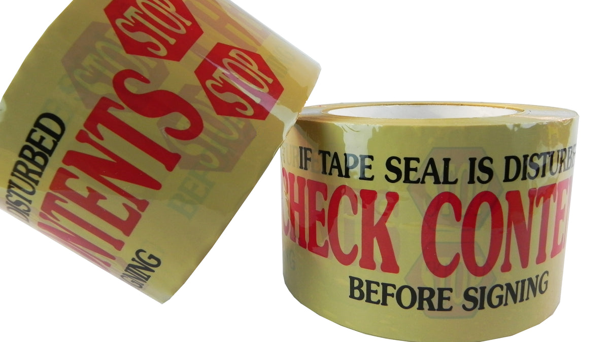 PP20S-T Printed Carton Sealing Tape – STOP/CHECK on Tan Film