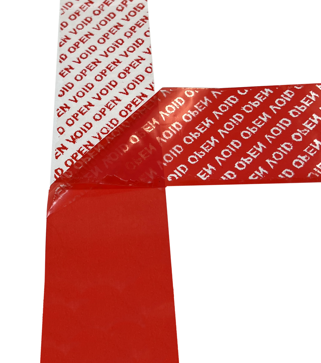 TEV-OVR Tamper Evident Tape/Security Tape 2" x 55 Yard Roll Solid Red, Non-Surface Printed w/hidden OPEN VOID (42 Roll/Case)